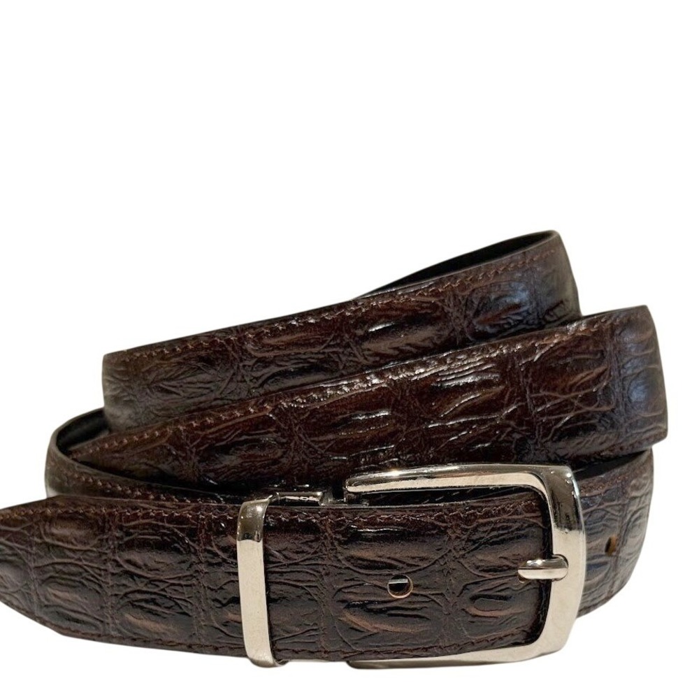 Genuine Leather Ratchet Belt XXL 64in Brown‎ Croc Embossed Big Tall Mens